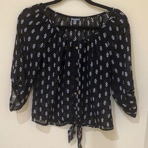 Charlotte Russe Sheer Blouse 3/4 sleeves women’s top button down blouse Size S